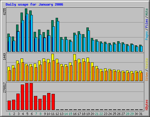 Daily usage for January 2006