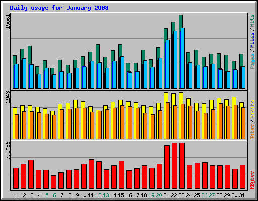 Daily usage for January 2008