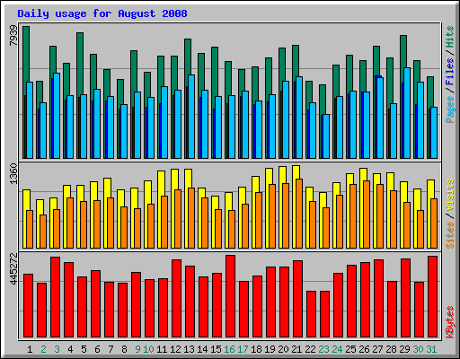 Daily usage for August 2008