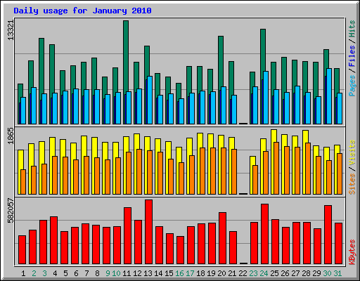 Daily usage for January 2010