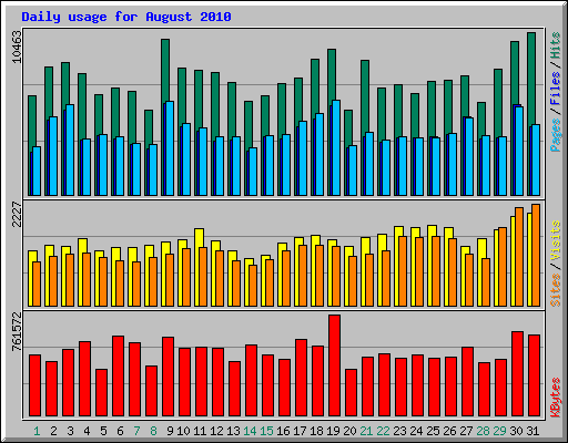 Daily usage for August 2010