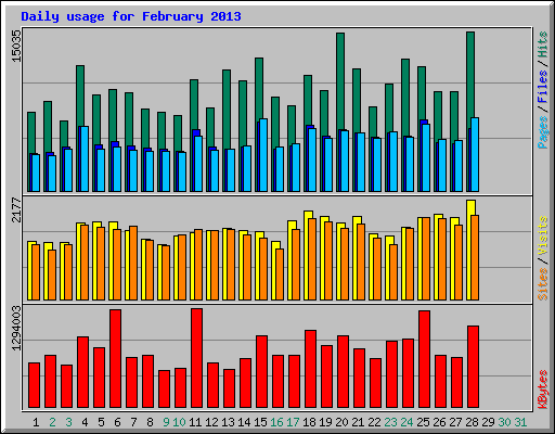 Daily usage for February 2013