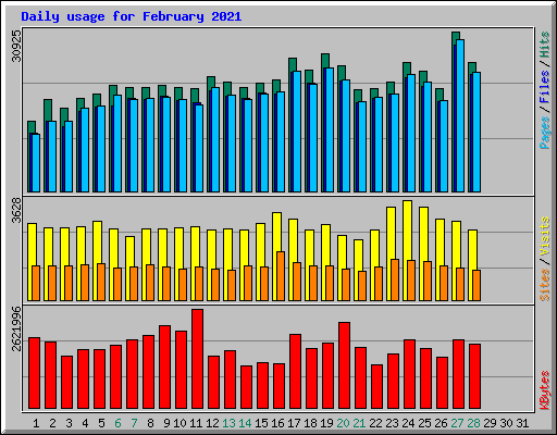 Daily usage for February 2021