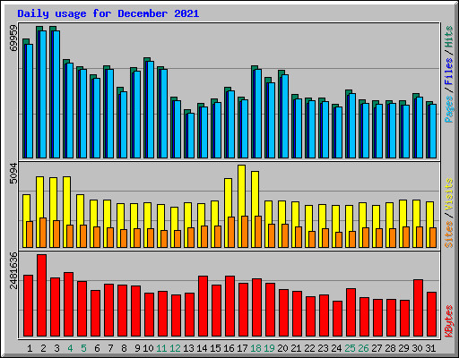 Daily usage for December 2021