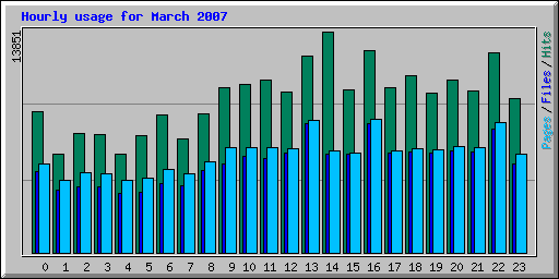 Hourly usage for March 2007