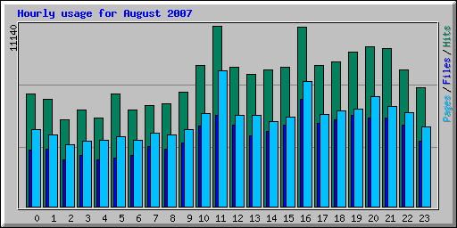 Hourly usage for August 2007