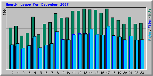 Hourly usage for December 2007