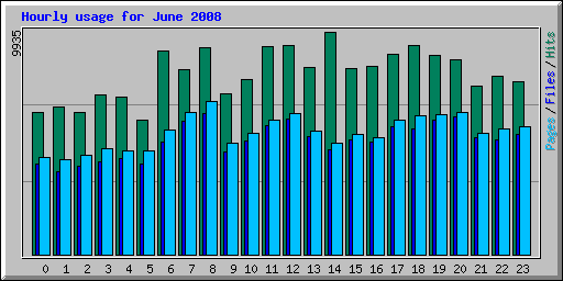 Hourly usage for June 2008