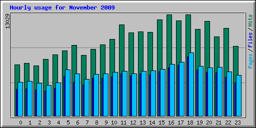 Hourly usage for November 2009