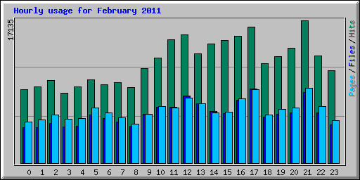 Hourly usage for February 2011